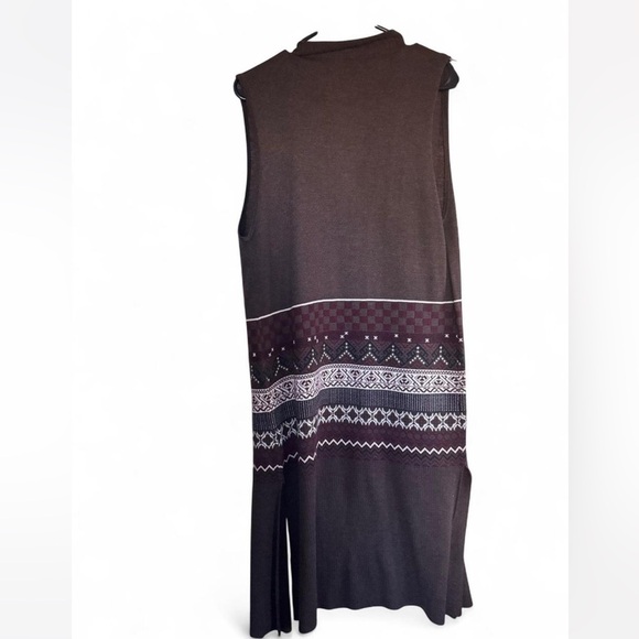 M. Rena Brown and Boho Patterned Long sleeveless Cardigan/ Wool Blend / medium - Picture 7 of 7